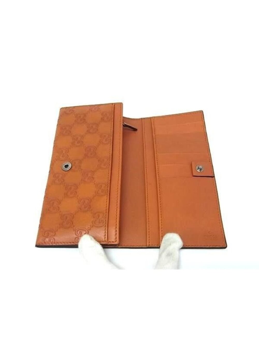 Gucci Wallet Guccissima Orange Brown Leather Bifold - Picture 3 of 6